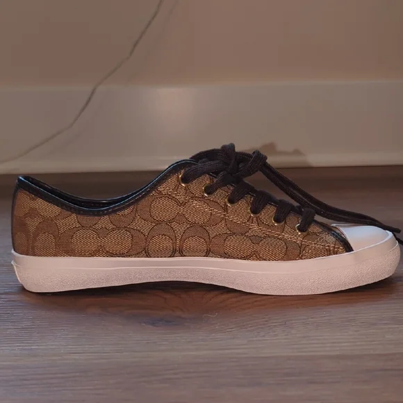 Coach Empire Low Top Logo Sneakers Brown Signature Canvas Wm Sz 10 - Picture 8 of 16